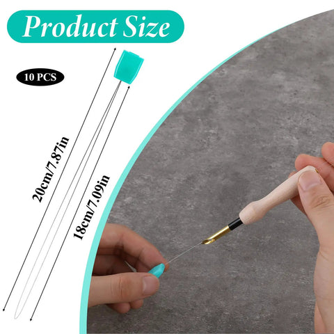 10 Pack Long Needle Threaders 7.87 Inch Long Pulling Hook Tools for Embroidery Floss Stitching DIY Sewing Craft Beadwork