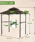 Patio Grill Gazebo Canopy With Double Tier Roof For Outdoor BBQ And Backyard Use Sturdy Powder Coated Steel Frame Weather Resistant Shelter For Garden Rust Resistant Durable Brown dimensions