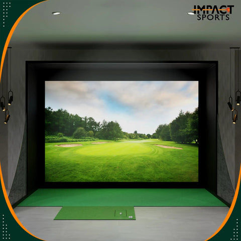Indoor Golf Simulator Enclosure With Impact Screen Easy Setup Home Practice Cage For Garage Training And Simulation Use