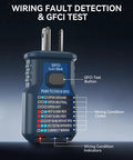 All In One Circuit Breaker Finder With LCD Display GFCI Outlet Tester And Electrical Tracer Tool 90 To 130 Volt NCV Test Flashlight Carrying Case And Adapter With Alligator Clips, GFCI test view
