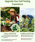 7 In 1 Soil Test Kit With Moisture PH Light Intensity Fertility Temperature Air Humidity And Ambient Temp Readings Plus Large Dual Display No Guesswork For Garden Lawn Farm And Indoor Outdoor Plants Olive Green, 90° adjustable probe