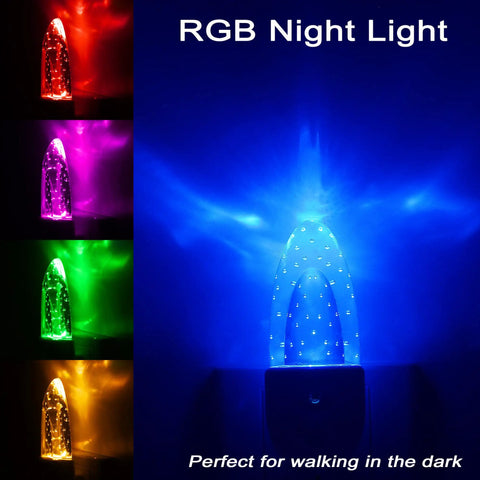 Multicolor LED Night Light Set 4 Pack With Bubble Pattern And Dusk To Dawn Sensor showcasing different colors