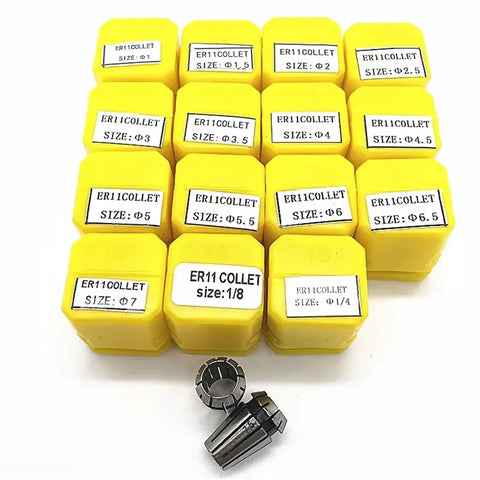 High Precision Spring Collet Kit For CNC Engraving And Milling, Pro Grade ER Collet Set With 1/8 And 1/4mm Options, yellow cases