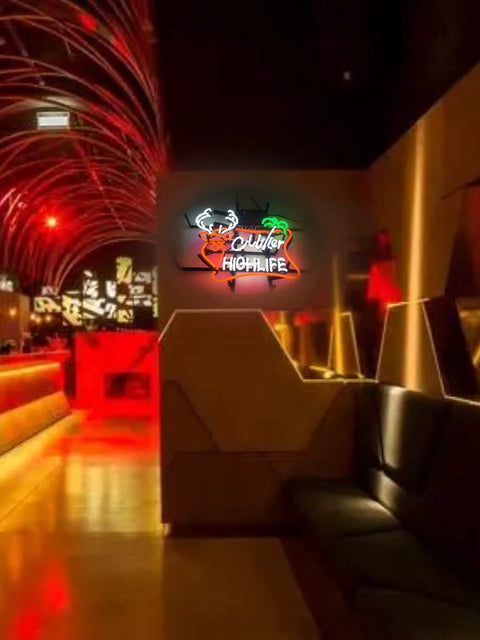 Lit Real Neon Bar Sign With Warm Glass Neon Light Handcrafted For Home Bar Club Pub Restaurant Café Bedroom Decor in a lounge setting