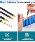 16-inch gold-plated terminal welding pen; handheld use for assembling battery packs; features replaceable welding needles; 4pcs included.
