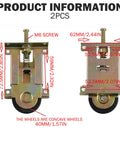 Heavy Duty 2 Pack Sliding Door Rollers Built Like A Tank Spring Loaded Pulleys No Skip Glide For Closet Shower And Patio Track Replacement 4.7X2.4 Inch close-up of roller dimensions and features.