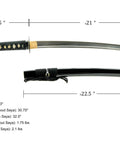 Unsharpened Stainless Steel Wakizashi Iaito for Iaido Training, 21 Inch Blade with Fuller Groove, Musashi Tsuba Guard