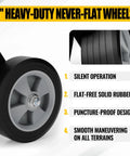 8 inch heavy-duty never-flat wheels on Heavy Duty Folding Hand Truck Wheeled Dolly Cart With Rugged Alloy Steel Frame.