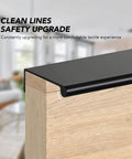 Matte Black 5 Inch Finger Edge Cabinet Pulls 10 Pack for Kitchen Cabinets and Dresser Drawers, close-up on wood drawer