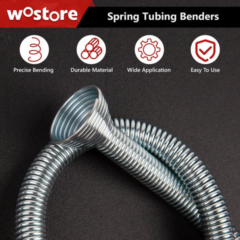 Wostore 5-Inch Tube Bender Set Fits 1/4-3/4 Inch Copper Piping, showing spring benders for precise HVAC and plumbing use.