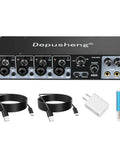 4-Channel USB Audio Interface With ASIO, 24-Bit 192 KHz Recording, 48V Phantom Power, Low Latency For Home Studio On PC Or Mac