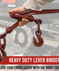 Heavy Duty Chain Lever Load Binder With Forged Grab Hooks 5 Sixteenths To 3 Eighths Inch Chain Tie Down Gear For Truck And Trailer Hauling 19,800 Lbs Breaking Strength 6,600 Lbs Working Load Limit Red Color