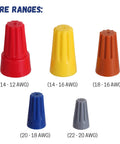Assorted Size Wire Connectors Kit With 150 Pcs Electrical Butt Splice Caps Color Coded Sizes 22 To 12 AWG Spring Steel Wire Nut Set