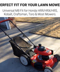 Red lawn mower equipped with Two Pack Lawn Mower Handle Knob Kit With Triangle Fastening Screws And Rubber Gasket M8 Bolt 22mm Universal Replacement.