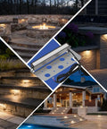 8 Pack 7 Inch LED Retaining Wall Lights for Landscaping and Hardscape 12V Paver Lights with steps and outdoor scenes