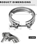2.75 Inch V Band Clamp Quick Release Stainless Steel Exhaust Clamp For Turbo Downpipes And Performance Exhaust Systems