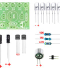 Components of Beginner Soldering Practice Kit With Sound Activated LED Effects Clear Labeled Components And Simple Layout