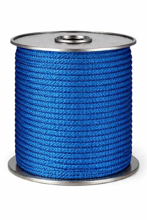 Heavy Duty Nylon Rope Solid Braid Utility Rope for Pulleys and Winches, Dock Tie Downs, Camping and DIY Projects, blue spool