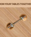 Heavy Duty Furniture Fastening Connectors Countertop Connector Table Top Fasteners showing gold plated bolts and nuts on wood.