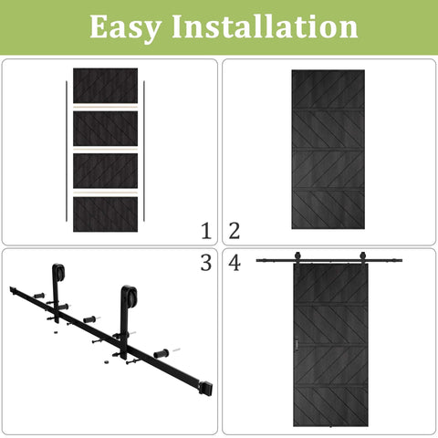 36 By 84 Inch Sliding Barn Door MDF With Waterproof Surface DIY Assembly Ready Pre Drilled Slab With Installation Hardware Kit