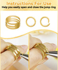 Instructions using the All In One Jewelry Making Kit For Real Pros With 2400 Jump Rings In Gold And Silver, tools shown opening rings