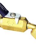 Compact Ball Valve One Quarter Inch Female Flare To One Quarter Inch Male Flare, 45 Degree Angle, Ideal For Charging And Recovery Hoses