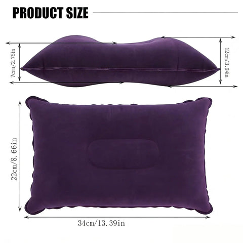 Inflatable Neck And Lumbar Support Travel Pillow For Office Car Camping Hiking And Naps Dark Blue Color size dimensions.