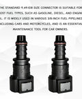 JYIS 2-pack 90° fuel line quick connectors, 3/8 SAE to 5/16 nylon tubing, two shown
