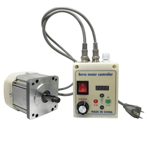 750W Silent Brushless Servo Motor with Speed Controller, 110V, shown with 15mm shaft and controller unit for belt sander and DIY lathe