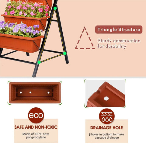 Vertical Raised Garden Bed With Five Tiers Drainage System For Herbs Vegetables And Flowers, Your Go To 4ft Planter For Patio Balcony Greenhouse Outdoor And Indoor Garden Spaces