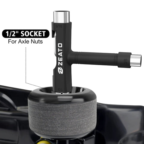 All-in-One Skate Tool Kit For Skateboard Maintenance, Portable T Tool With T-Type Allen Key And L-Type Phillips Head Wrench, Black
