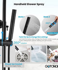 Outdoor Shower Kit With 304 Stainless Steel 8 Inch Shower Head And 2 In 1 Cylinder Handheld Spray Dual Function Easy Install Wall Mount Faucet Matte Black Weatherproof Finish showing dual function modes and adjustable bracket