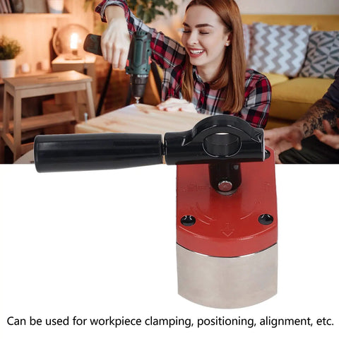 Heavy Duty On Off Magnetic Clamp With Six Hundred Pound Holding Power, Pro Grade Four Square Base Fixture Block in workshop