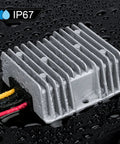 48V To 12V DC-DC Step-Down Regulator Converter 360W 30A Waterproof IP68 Module for golf carts shown wet on black surface