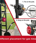 Safety Auto Shut Off Gas Timer For Propane And Natural Gas With 0-60 Minute Preset, shown installed on grill and fire pit