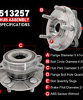 Specifications of Pair Front Wheel Bearing Hub Assembly With Encoder ABS 5 Lug Plug N Play Direct Fit for RAV4 2006-2012