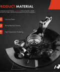 Front Left Steering Knuckle And Wheel Bearing Hub Assembly Direct Fit Replacement For Toyota Camry 2012 2017 2.5L Gas Engine Driver Side Ride Ready Fits L LE XLE Models Premium Aftermarket Quality showcasing cast iron/steel construction and high-temperature hardening features