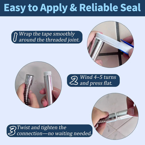 Instructions on using 15 Rolls Of PTFE Teflon Plumbers Tape One Half Inch Wide By Three Hundred Ninety Four Inch Long White Thread Seal Tape