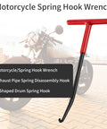 Exhaust spring puller tool set, 2-piece, with red T-handle, black shaft, and curved hook