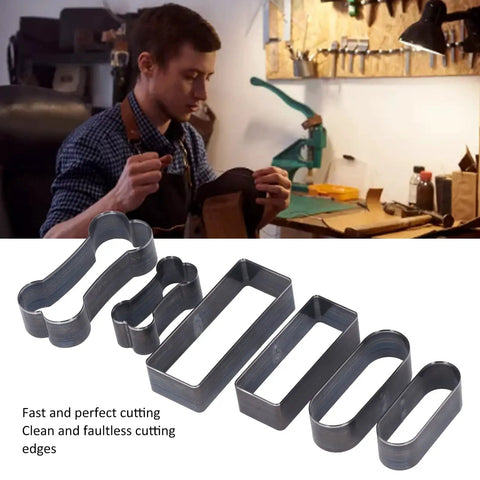 Heavy Duty Leather Cutting Dies Storage Box Hollow Rectangle Oval Metal Hole Punch Cutter Tools For Diy Handmade Home Decor Belt Keychain Jewelry Sturdy Alloy Steel Sharp Long Lasting Precision Cuts Make Them Look Badass Pro Rad Shop, black punch dies