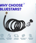 8 Ft QCC1 Propane Regulator And Adapter Hose for LP Gas Grills and Heaters, coiled black hose with connectors.