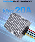 Level Up Your Ride With This Hella Efficient DC DC Step Down Converter Dropping 48 To 12 Volts At 20 Amps For Golf Carts And Utility Trailers, showing metal converter with wires.