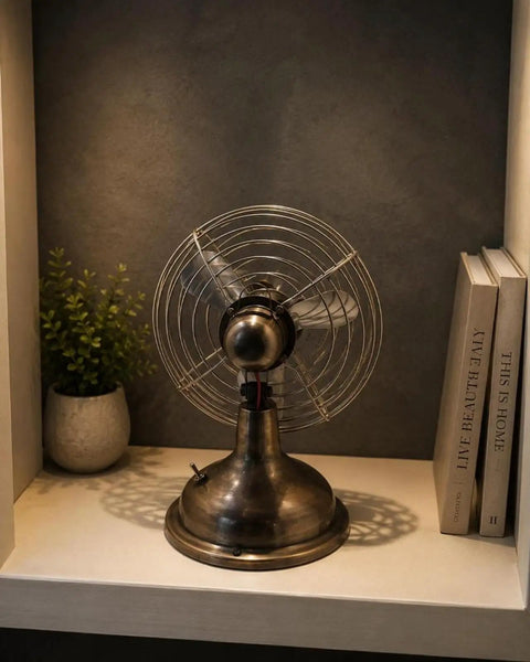 Industrial Chandelier Ceiling Fan | Remote Control, 3-Light Fixture, Rustic Farmhouse Lighting with vintage metal design and plant.