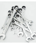 Pile of chrome wrenches featuring Heavy Duty Ratchet Spanner Set 24mm 1 Piece Metric Wrench Kit With Quick Release Ring Gear Nut Tools