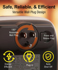 Compact Plug In Wall Outlet Space Heater Drops Kickin Turbo Heat For Spaces Up To Two Hundred Fifty Sq Ft with 180° rotatable plug design.