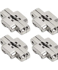 4 Pack 1.7 Inch Mini Cross Concealed Hinges With 180 Degree Zinc Alloy Dope Hidden Door Hinges For Jewelry Boxes Cabinets Folding Doors RV Counters And DIY Projects