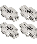Mini Cross Hidden Hinge Set Zinc Alloy 180 Degree Swing Invisible Hinge For Jewelry Boxes Cabinets Doors Folding Doors DIY Projects 4 Pcs 43mm 126g Durable Built To Last Craft Grade, displayed in a set of four with a metallic finish.