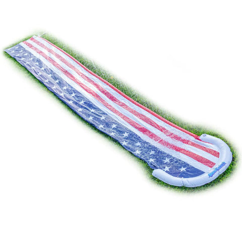 Stars And Stripes Kids Inflatable Backyard Water Slide With Built In Splash Pool Over 14 Feet Long Quick Setup In Under A Minute Connects To Standard Garden Hose Blue Backyard Summer Fun For Active Kids