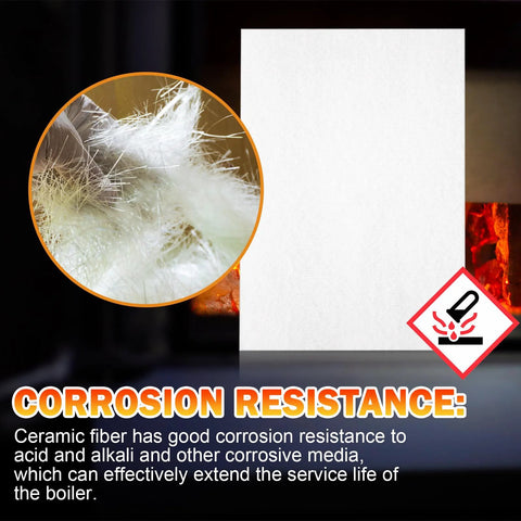 Front view: white ceramic fiber gasket paper sheet, 7x10x1/8 in, 8 pcs for high-temperature furnace sealing