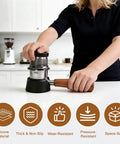 Heavy Duty Silicone Portafilter Holder Precise Custom Fit Compatible With Ninja ES601 ES701 And Luxe Cafe Espresso Machines in use.